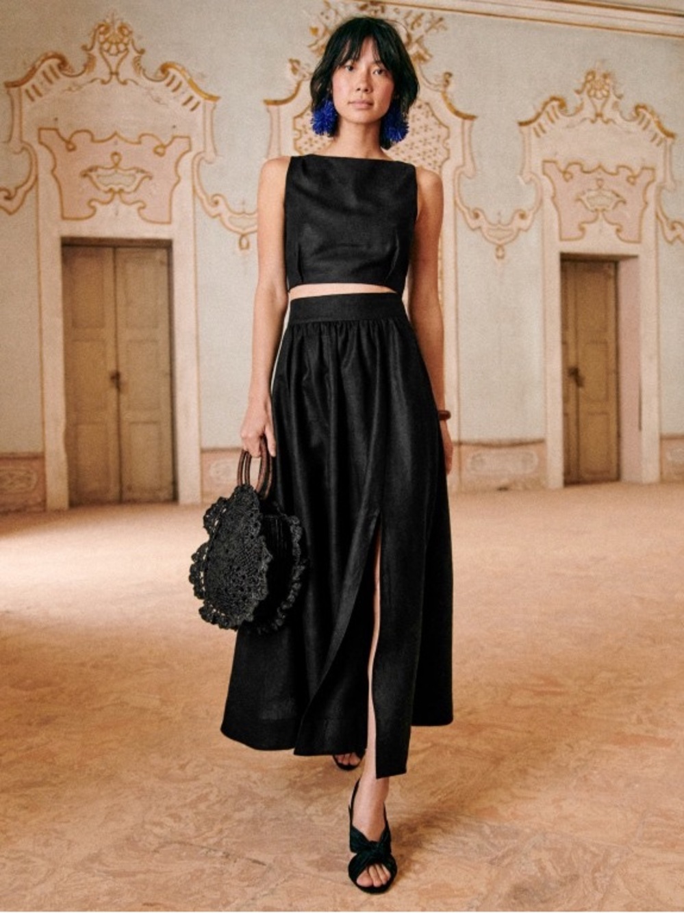 Sézane Zina Basket Raffia in Black - Picture 2 of 10